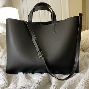 Black Tote Bag with Crossbody Strap